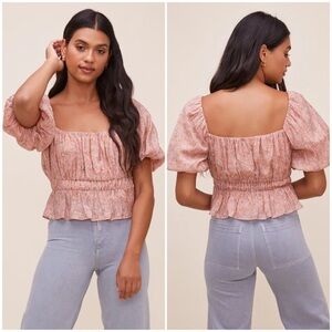 ASTR The Label Blush Pink Theron Bubble Sleeve Top Size S